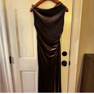 Taylor Velvety Dark Brown Evening Dress